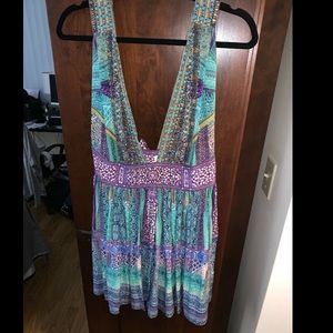 Camilla V-Neck Dress with Tie in Ottoman Sky